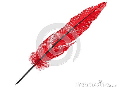 Red feather with black core Stock Photo