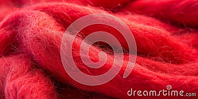 Red felting wool as background closeup view AI Generative Stock Photo
