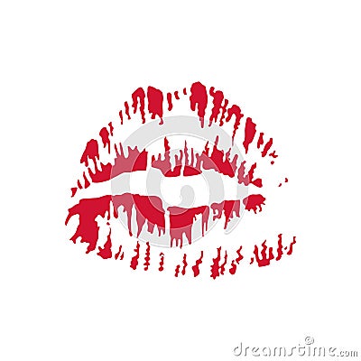 Red female lips imprint kiss. Beautiful kiss. Vector illustration Vector Illustration