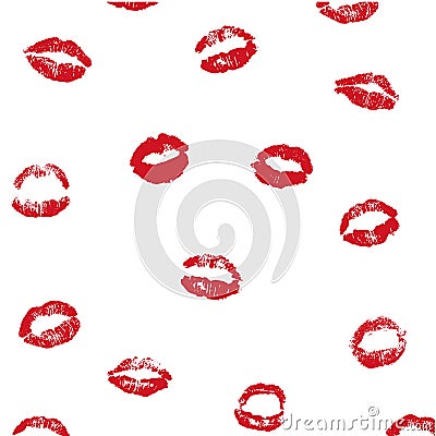 Red Female Lips White Background Vector Illustration