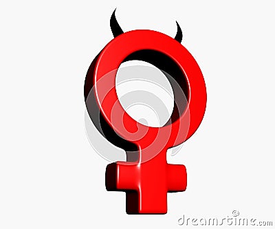 Female symbol with horns on white background - 3d illustration Cartoon Illustration