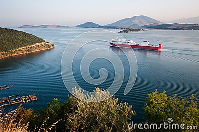 Red ferryboat Stock Photo