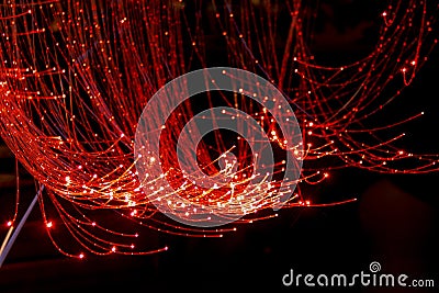 Red Fiber Optic Cable Stock Photo