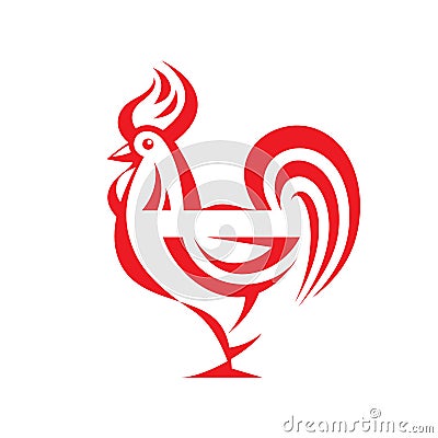 Red fiery rooster - concept vector illustration - symbol of New Year 2017 Vector Illustration