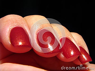 Red Fingernails Stock Photo