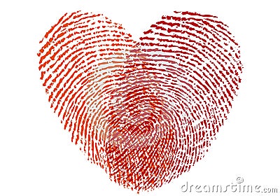 Red fingerprint heart, vector Vector Illustration