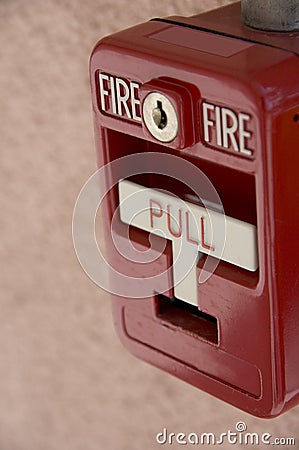 Red fire alarm Stock Photo