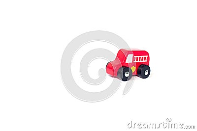 Red fire engine toy isolated over a white background Stock Photo