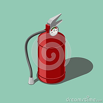 Red fire extinguisher isometric vector Vector Illustration