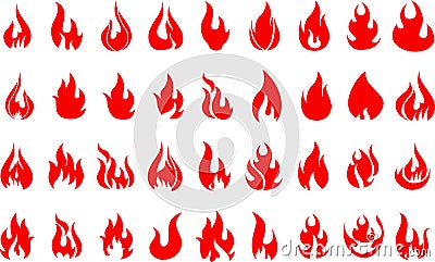 Red fire flat icons Stock Photo