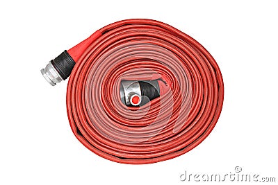 Red fire hose winder Stock Photo