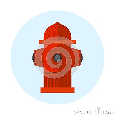 Red fire hydrant vector illustration metal pressure prevention street hose water emergency equipment. Vector Illustration