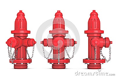 Red Fire Hydrants 3d rendering Stock Photo