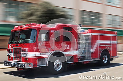 Red fire truck Stock Photo