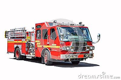 Red fire truck isolated Stock Photo