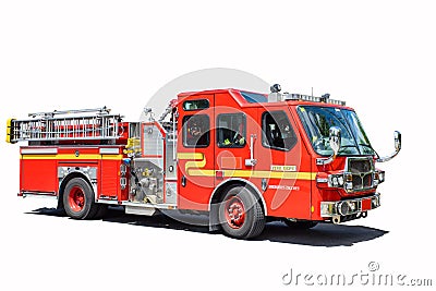 Red fire truck isolated Stock Photo