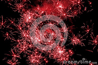 Red fireworks exploding Stock Photo