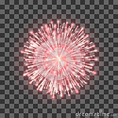 Red Fireworks. Festival beautiful firework. Vector llustration on transparent background Vector Illustration