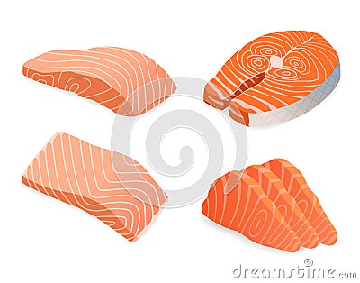 Red fish salmon for sushi food menu illustration Vector Illustration