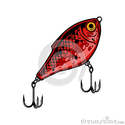 Red fishing lure vintage template Vector Illustration