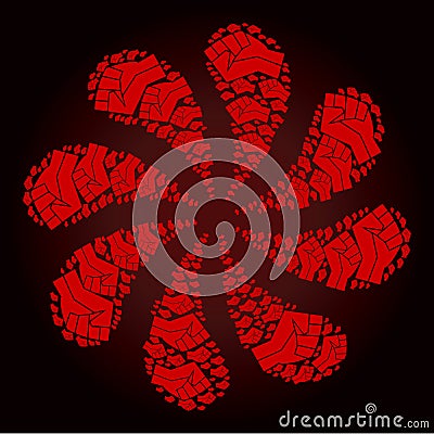 Red Fist Icon Curl Flower Shape Vector Illustration