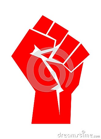 Red fist symbol icon Cartoon Illustration
