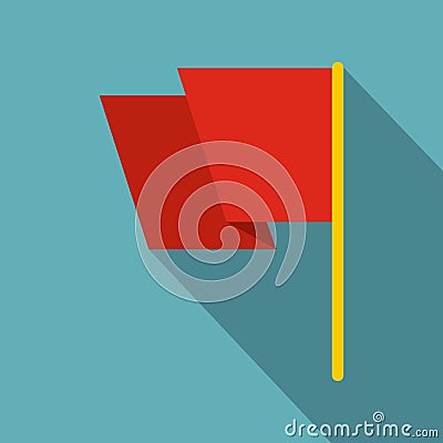 Red flag icon, flat style Vector Illustration