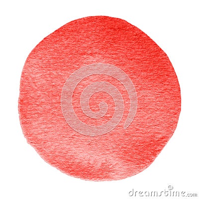 Red flame scarlet watercolor circle. Watercolour stain on white background Stock Photo