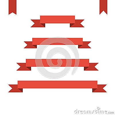 Red flat ribbon banners set. Design vector illustration Vector Illustration