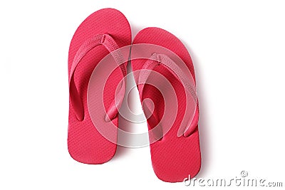 Red flipflops beach sandals isolated on white background Stock Photo