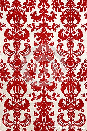 Red flock wallpaper pattern Stock Photo