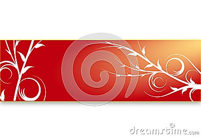 Red floral banner Stock Photo