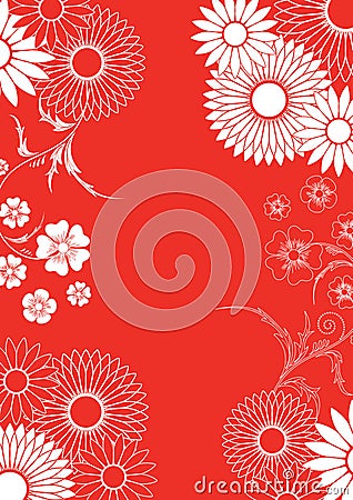 Red floral ornement Cartoon Illustration