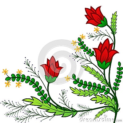 Red flower ornament Vector Illustration
