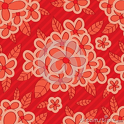 Red flower red background seamless pattern Vector Illustration