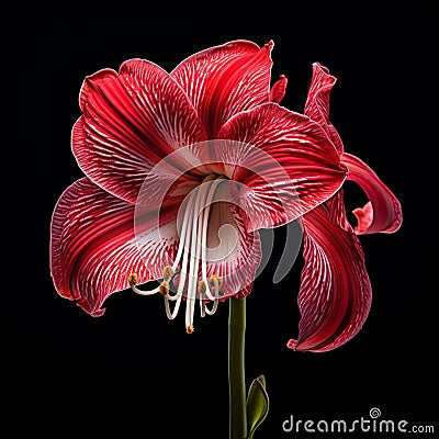 Symmetrical Asymmetry: Hyperrealistic Wildlife Portrait Of A Red Lily Cartoon Illustration