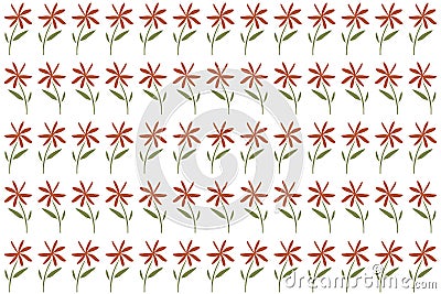 Red flowers background. Pettern of flowers. Vector Illustration