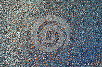 Red foam bubbles on blue background texture Stock Photo