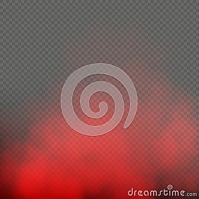 Red fog or mist color special smoke effect isolated on transparent background. EPS 10 Vector Illustration