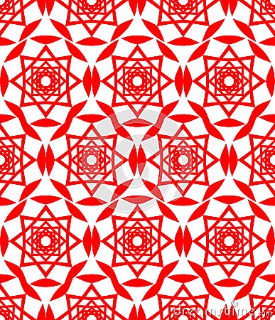 Red folklore patterns. Classical seamless textile patterns on white background. Abstract geometric patterned seamless background. Vector Illustration