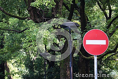 Red forbidden traffic sign Stock Photo