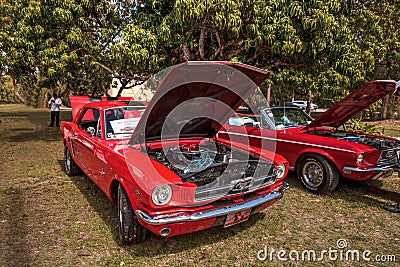 Red 1965 Ford Mustang at the 10th Annual Classic Car and Craft Show Editorial Stock Photo