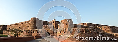 Red Fort in Agra, India Panorama, Travel to Asia Stock Photo