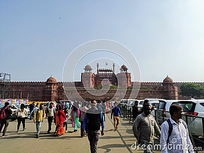 Red fort Delhi main view monument heritage ancient Editorial Stock Photo