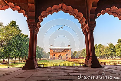 Red Fort Delhi, view on Lal Qila from Diwan-i-Aam, India Stock Photo