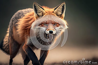Red fox aggressive, hunting and attacking, predator, Generative AI Stock Photo
