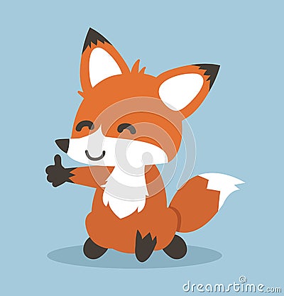 Red fox cartoon giving thumb up Vector Illustration