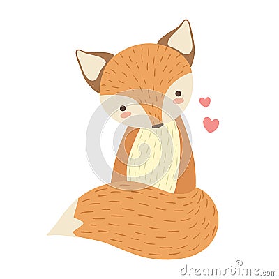 Red Fox Cute Toy Animal With Detailed Elements Part Of Fauna Collection Of Childish Vector Stickers Vector Illustration