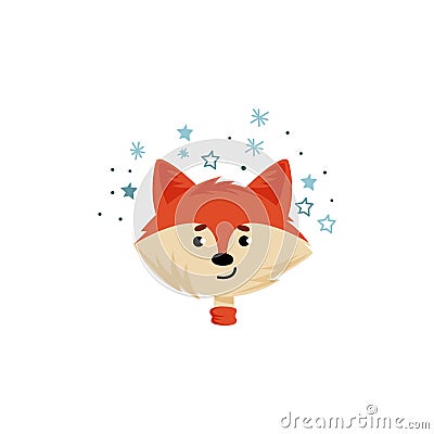 Red Fox Head or Face Expressing Emotion of Happiness Vector Illustration Vector Illustration