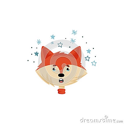 Red Fox Head or Face Expressing Emotion of Sadness Vector Illustration Vector Illustration